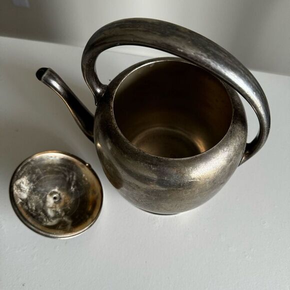 Forbes Silver Co. Vintage Silver Toned Tarnished Teapot - Picture 4 of 9